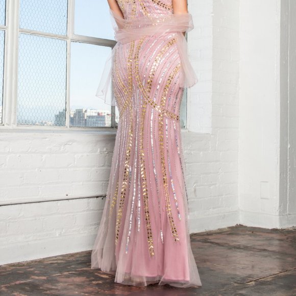 Sequined Sweetheart Strapless Prom Dress GSGL2089 - Picture 7 of 9